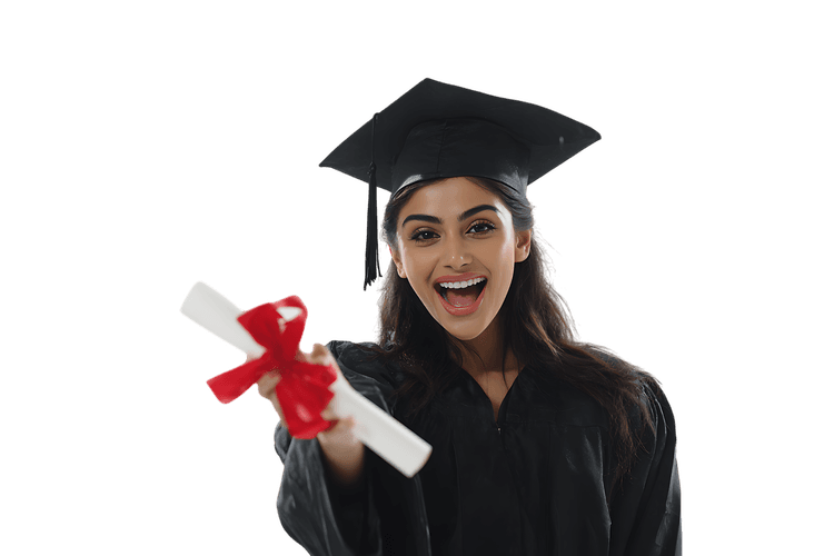 Happy graduate student holding diploma
