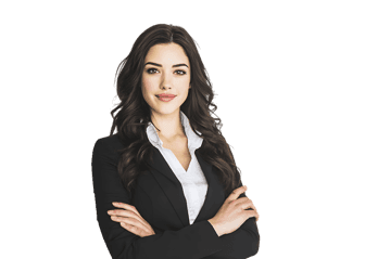 Confident businesswoman with arms crossed.