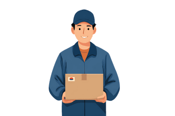Delivery man holding a package. Fast and reliable shipping.
