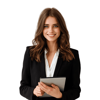 Smiling businesswoman holding tablet