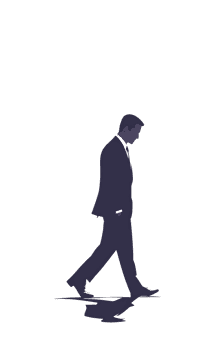 Lonely businessman walking at night. Business, solitude, success concept.