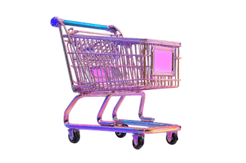 Neon shopping cart, online shopping concept