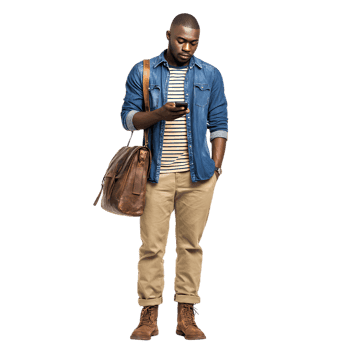 Man checking his phone. Modern communication, on the go connectivity.