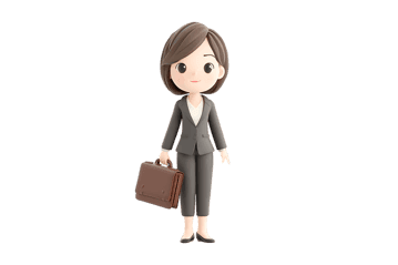 Businesswoman in a suit with a briefcase 3d illustration