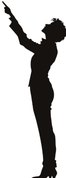 Silhouette of a person reaching upwards.