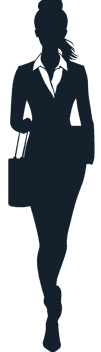 Businesswoman silhouette walking with a bag in a formal suit