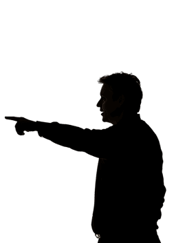 Silhouette of a person in the dark.