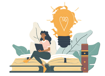 Student studying on book with laptop and lightbulb idea