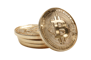 Gold Bitcoin coins, cryptocurrency investment