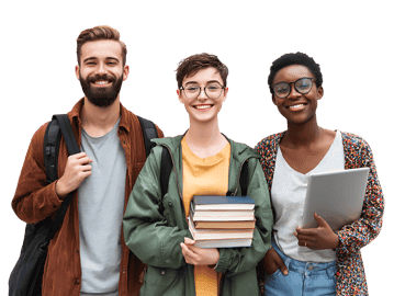 Diverse students smiling together
