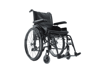 Sleek black wheelchair, modern design.