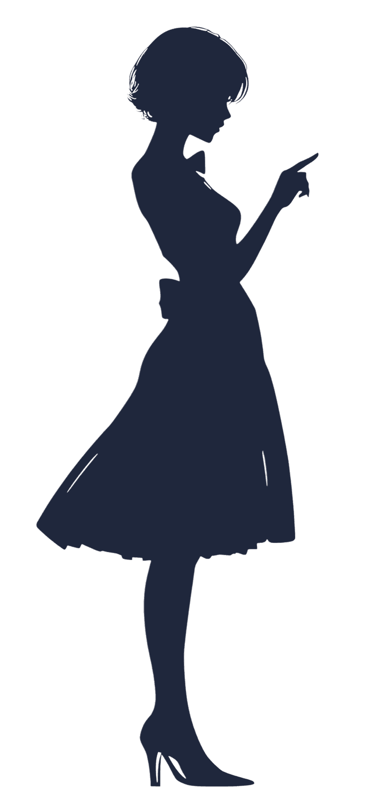 Elegant woman silhouette, side view.