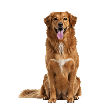 Golden retriever dog portrait on transparent background
