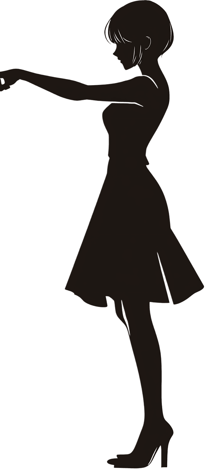 Silhouette of a woman reaching out.