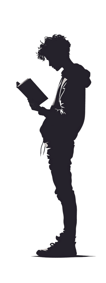 Silhouette of a person reading a book452