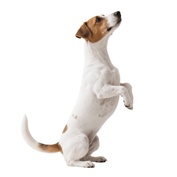Jack russell terrier dog standing on hind legs