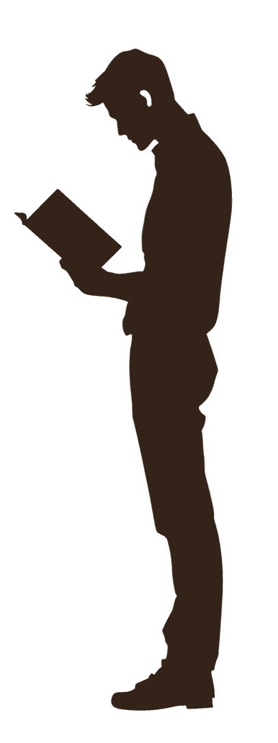 Silhouette of a person reading a book374
