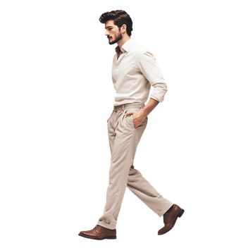 Stylish man walking with confidence. Fashion, lifestyle, menswear.
