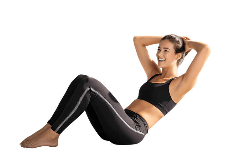 Young woman doing crunches at the gym.
